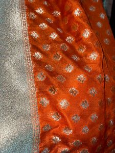 Pure Banarasi Orange &amp; Gold Dupatta