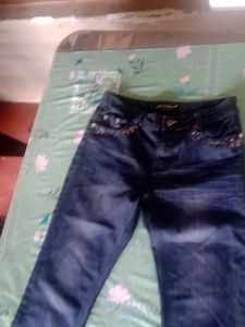 Dark Wash Embellished Denim Jeans