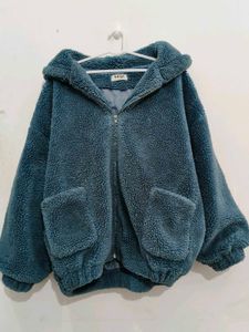 Oversize Blue Fleece Hoodie
