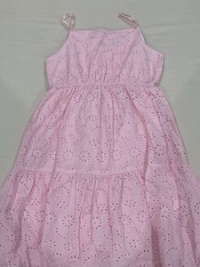 Baby Pink Short Length Dress With Spaghetti Straps