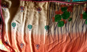 Orange And Nude Colour Saree With Reshmi Kdai