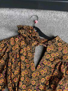 Topshop Disty Floral Print Long Sleeve Playsuit