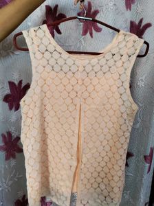 Peach Lace Tank Top