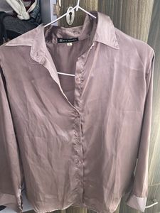 Women's Satin Button Down Top