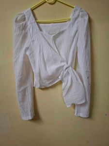 Chic White Tie-Front Top