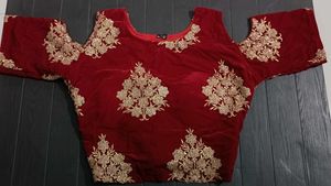 Red Velvet Embroidered Blouse