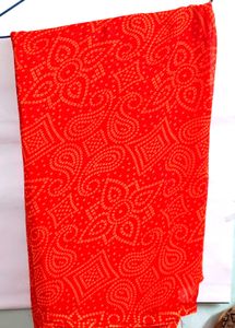 Red Bandhani Print Saree