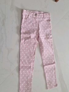 4 -6 Yrs Girls Pink Polka Dot Denim