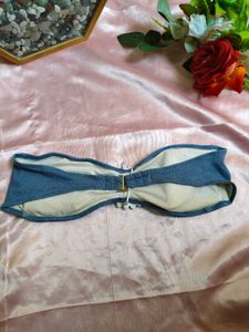 Denim Blue Daisy Bandeau Top