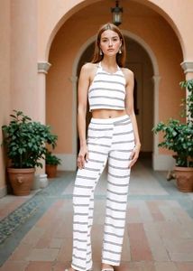 Striped Two-Piece Set L size new