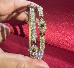 White And Maroon Stones Bangles- Set Of 2