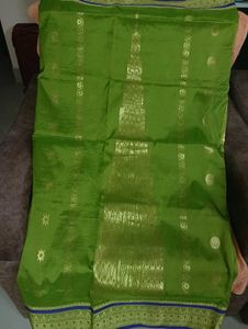 Green kanjivaram Silk Saree dark blue border &amp; zar