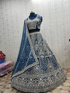 Elegant Blue Embroidered Lehenga Choli