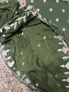 Olive Green Embroidered Salwar Kameez