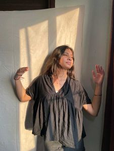 Black V-Neck Babydoll Top