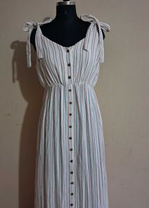 Striped Maxi Dress with Tie Straps