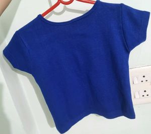 Cute Button-Down Blue Ribbed Top