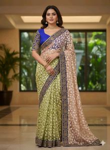 Elegant Net Embroidered Saree