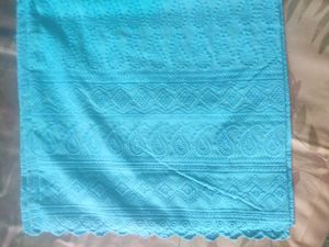 Blue Embroidered Cotton Pants
