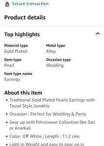 Gold Plated Jhumka Earrings