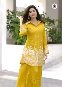 Yellow Shirt & Plazoo Set For Haldi