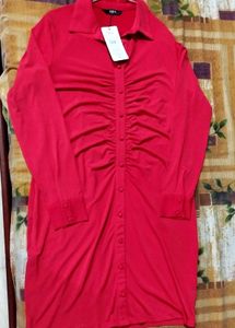 Red Mini Shirt Dress