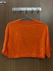 Orange &#39;Positive&#39; Graphic Crop Top