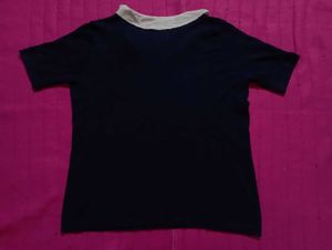 Navy V-Neck Knit Top