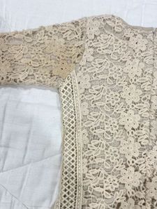 Elegant Beige Laced A-line Dress