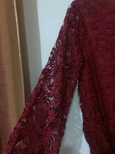 Maroon Laced Top With Lining.