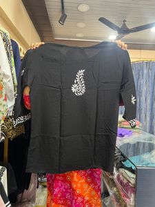 Black Embroidered Tunic Top