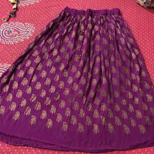 Purple Paisley Print Skirt