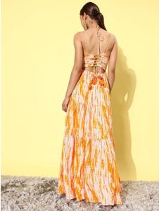 Tie-Dye Halter Maxi Dress