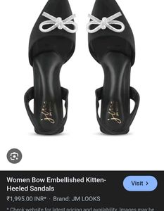 JM Looks Black Bow Kitten Heels