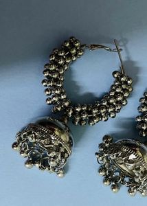 Oxidised Silver Jhumka