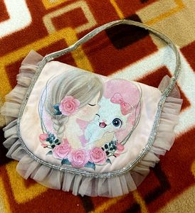 Elegant Pink Ruffle Dress With Bag