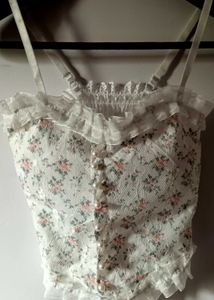 White Floral Printed Corset Top