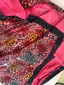 Sequins Red Saree With Blouse