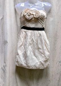 3638. Cream Strapless Mini Dress