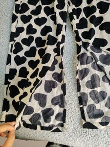 Heart Print Wide Leg Pants