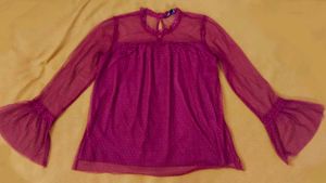 ☆Magenta Sheer Bell Sleeve Top☆