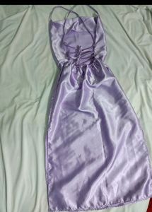 Lilac Satin Silk Midi Dress