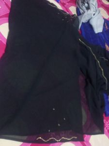 Elegant Black Embroidered Saree