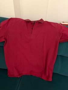Red Patterned Polo Shirt