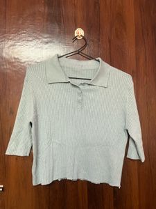 Powder Blue Ribbed Top