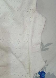 White Eyelet Mock Neck Top