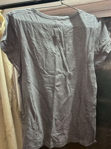 Gray Tee with Floral Design