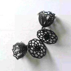 Black Jhumka Earrings with Pearls 🖤