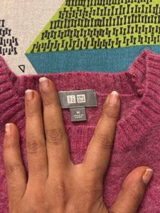 Pink Crew Neck Pullover Sweater