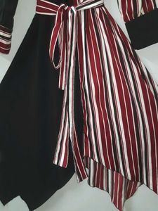 Colorblock Striped Asymmetrical Dress